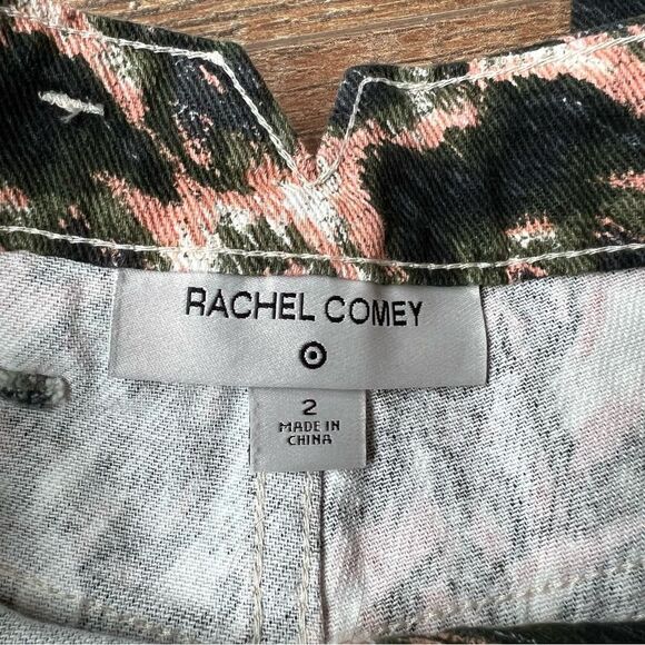 NWT Rachel Comey Women’s Size 2 Animal Print High Rise Denim Olive Pink Jeans - Picture 12 of 14